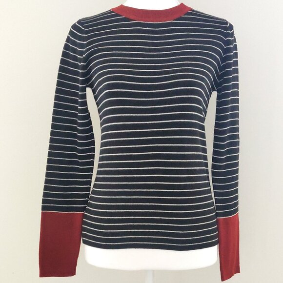 Brand New Black/White Stripe Sweater - Snug Fit, Soft & Warm, 8% Wool - Picture 1 of 7